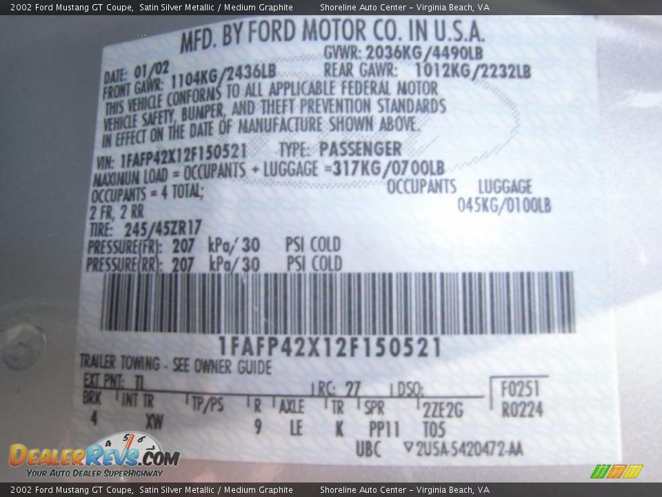 2002 Ford Mustang GT Coupe Satin Silver Metallic / Medium Graphite Photo #23