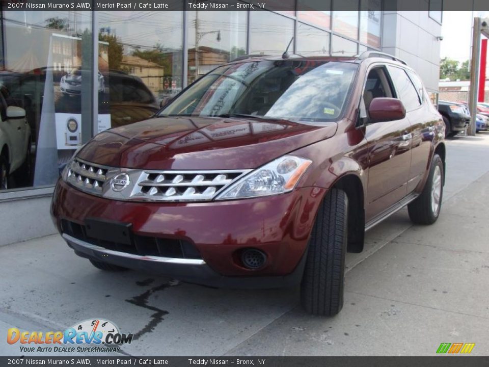 2007 Nissan Murano S AWD Merlot Pearl / Cafe Latte Photo #3