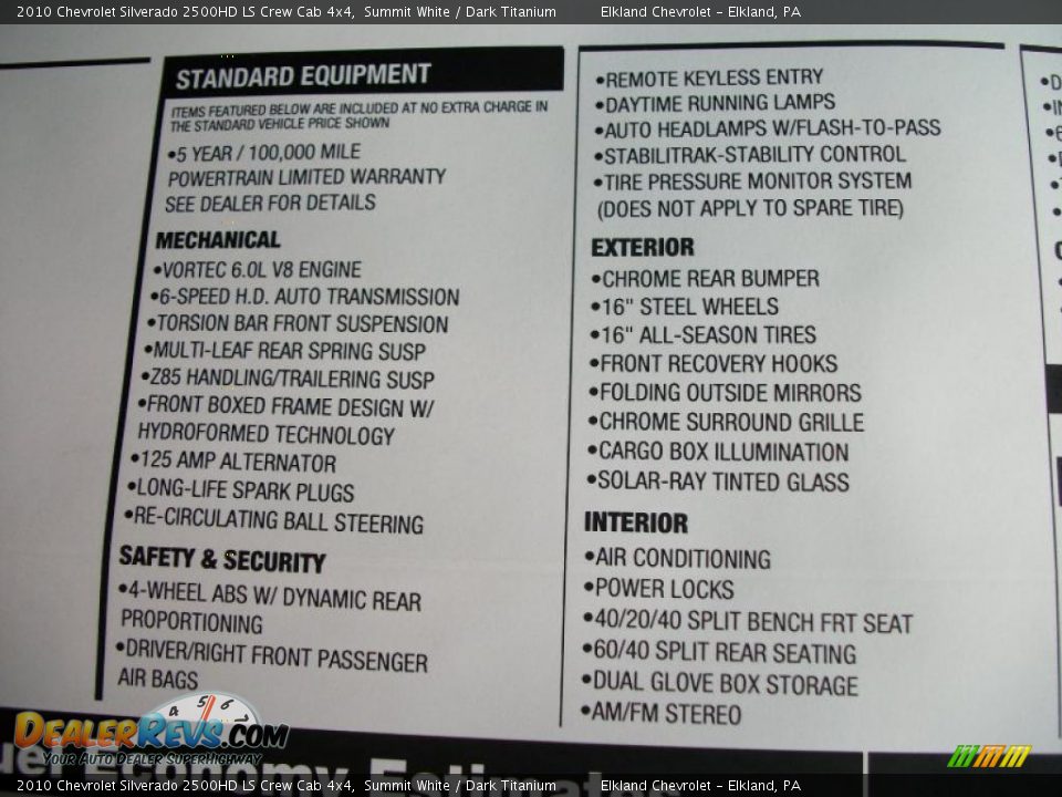 2010 Chevrolet Silverado 2500HD LS Crew Cab 4x4 Summit White / Dark Titanium Photo #15