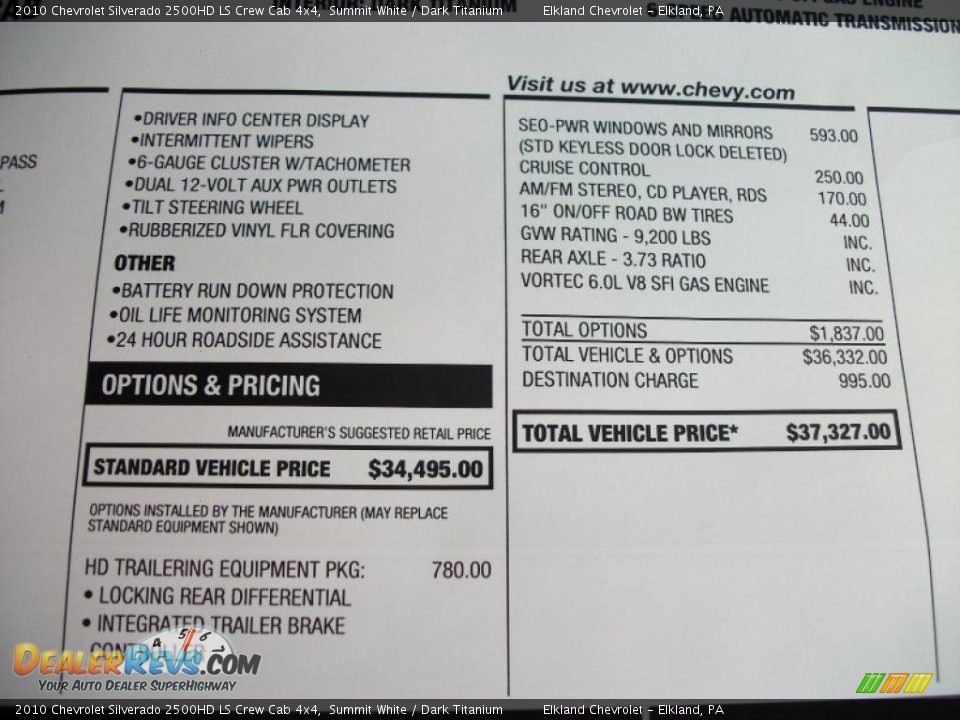 2010 Chevrolet Silverado 2500HD LS Crew Cab 4x4 Summit White / Dark Titanium Photo #16