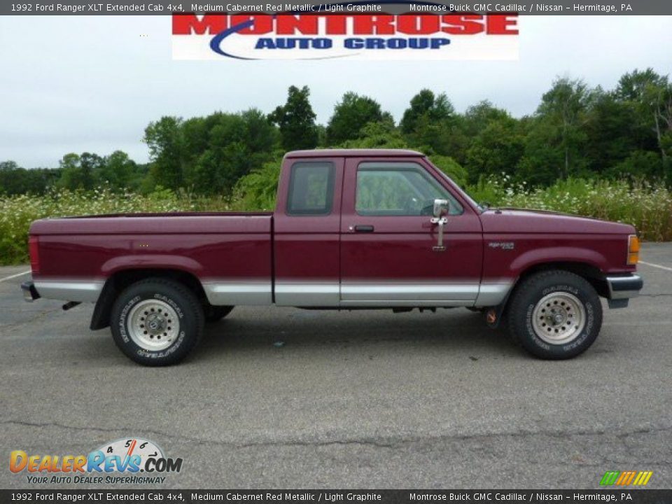 1992 Ford Ranger XLT Extended Cab 4x4 Medium Cabernet Red Metallic / Light Graphite Photo #1