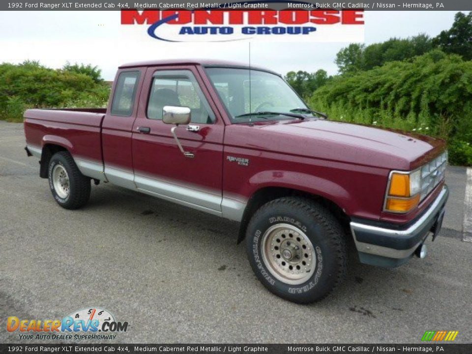 1992 Ford Ranger XLT Extended Cab 4x4 Medium Cabernet Red Metallic / Light Graphite Photo #2