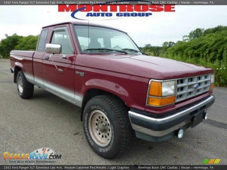1992 Ford Ranger XLT Extended Cab 4x4 Medium Cabernet Red Metallic / Light Graphite Photo #3