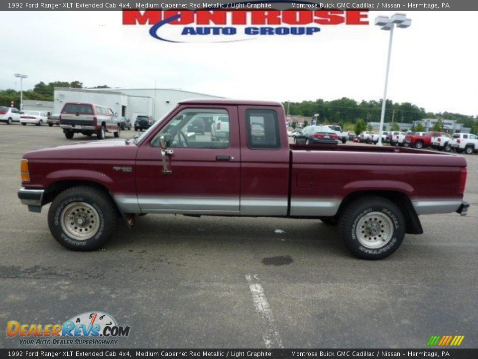 1992 Ford Ranger XLT Extended Cab 4x4 Medium Cabernet Red Metallic / Light Graphite Photo #6