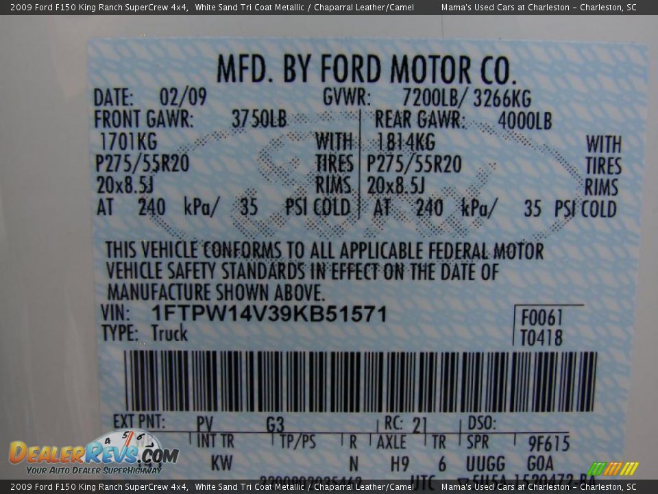2009 Ford F150 King Ranch SuperCrew 4x4 White Sand Tri Coat Metallic / Chaparral Leather/Camel Photo #34