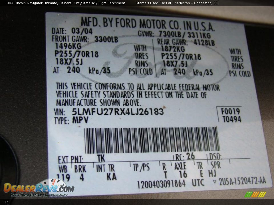 Lincoln Color Code TK Mineral Grey Metallic