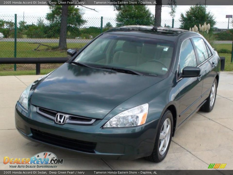 2005 Honda Accord EX Sedan Deep Green Pearl / Ivory Photo #14