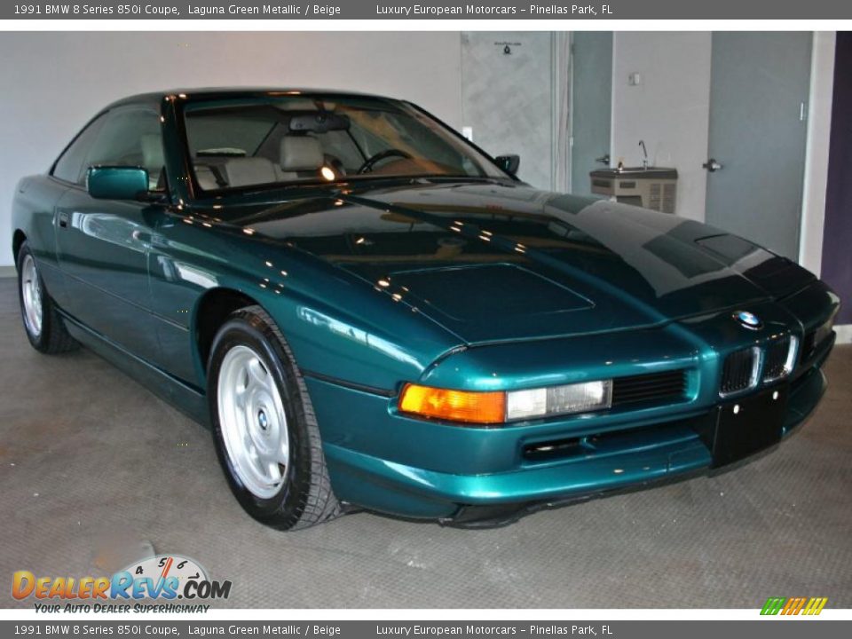 1991 BMW 8 Series 850i Coupe Laguna Green Metallic / Beige Photo #1