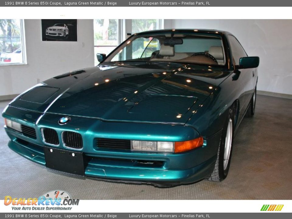 1991 BMW 8 Series 850i Coupe Laguna Green Metallic / Beige Photo #2