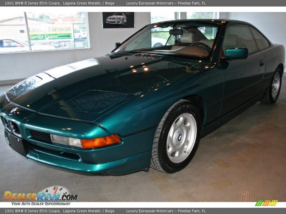 1991 BMW 8 Series 850i Coupe Laguna Green Metallic / Beige Photo #3