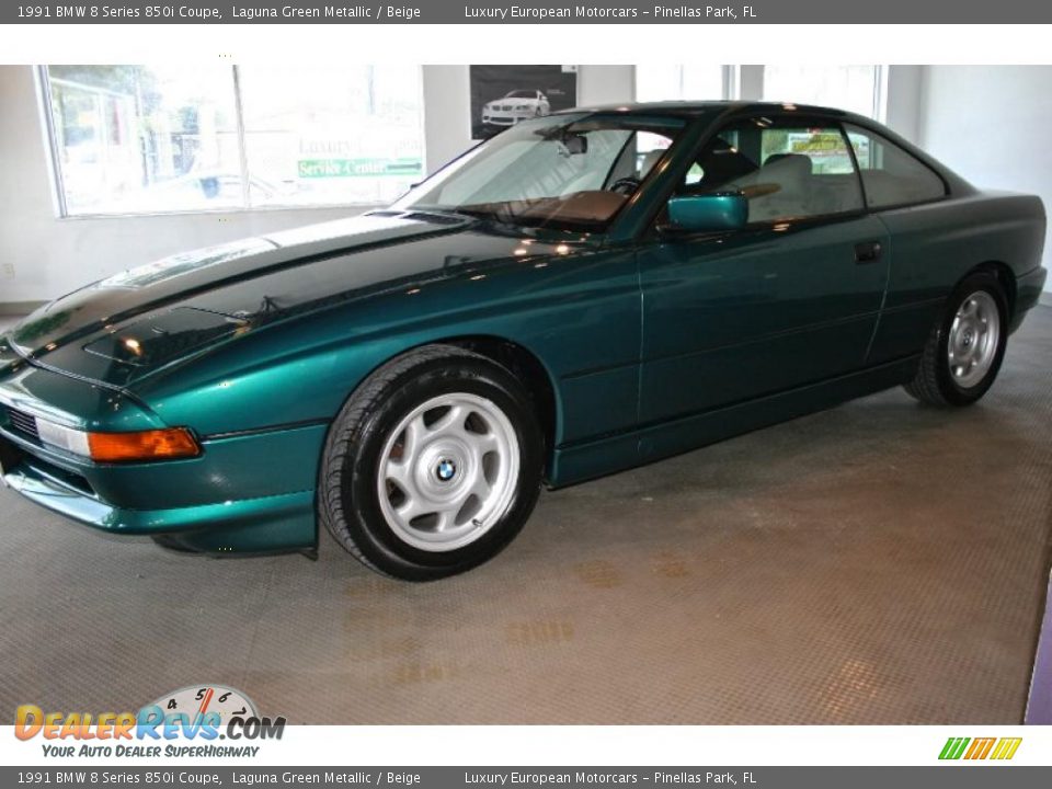 1991 BMW 8 Series 850i Coupe Laguna Green Metallic / Beige Photo #5