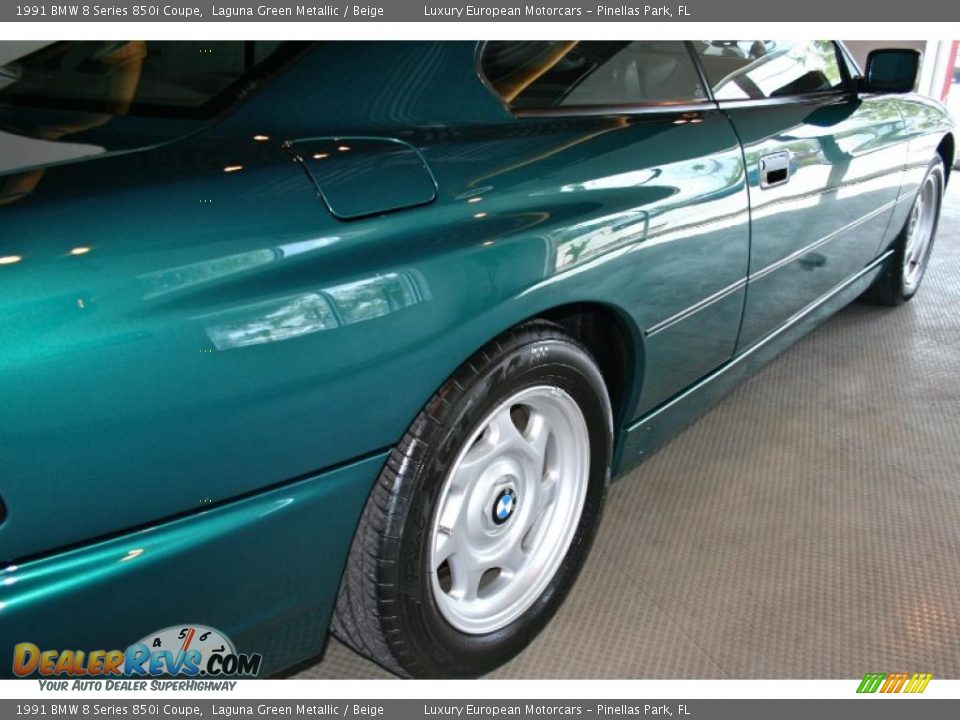 1991 BMW 8 Series 850i Coupe Laguna Green Metallic / Beige Photo #14