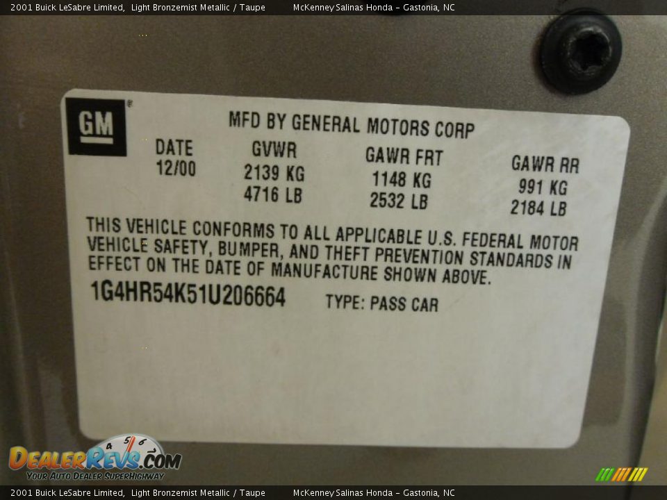 2001 Buick LeSabre Limited Light Bronzemist Metallic / Taupe Photo #7