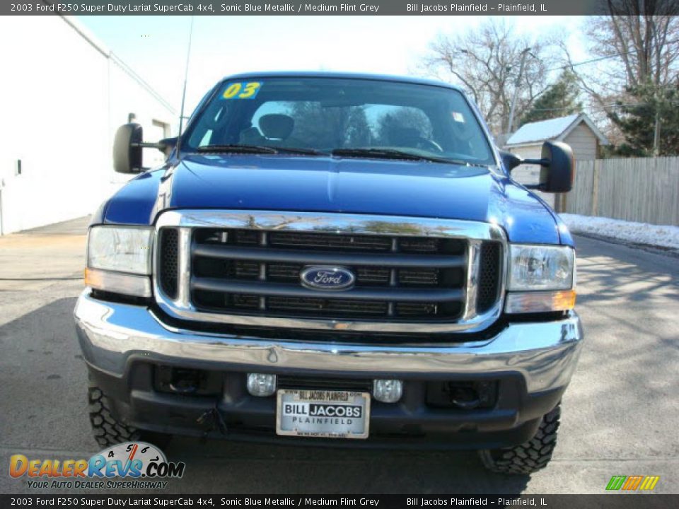 2003 Ford F250 Super Duty Lariat SuperCab 4x4 Sonic Blue Metallic / Medium Flint Grey Photo #3