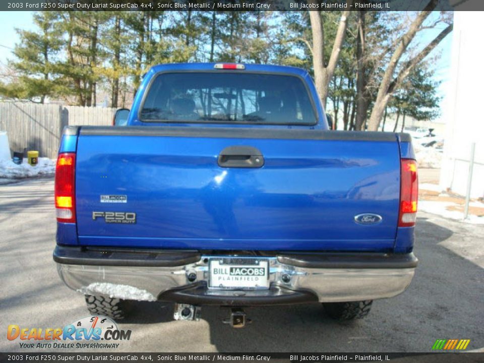 2003 Ford F250 Super Duty Lariat SuperCab 4x4 Sonic Blue Metallic / Medium Flint Grey Photo #6