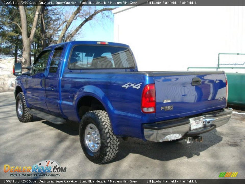 2003 Ford F250 Super Duty Lariat SuperCab 4x4 Sonic Blue Metallic / Medium Flint Grey Photo #7