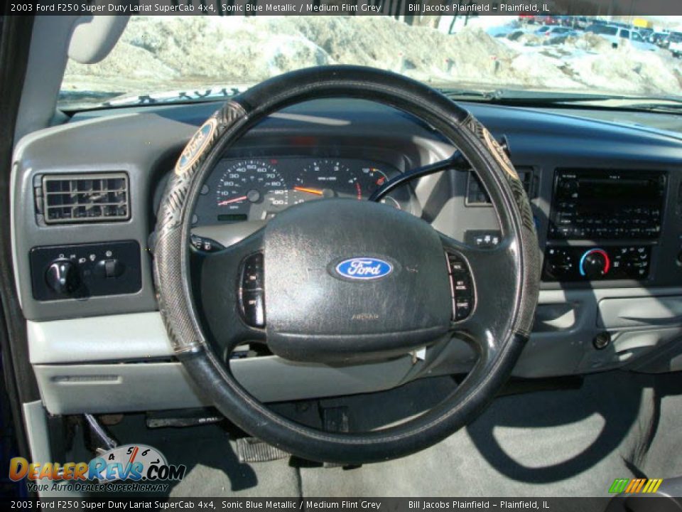 2003 Ford F250 Super Duty Lariat SuperCab 4x4 Sonic Blue Metallic / Medium Flint Grey Photo #10