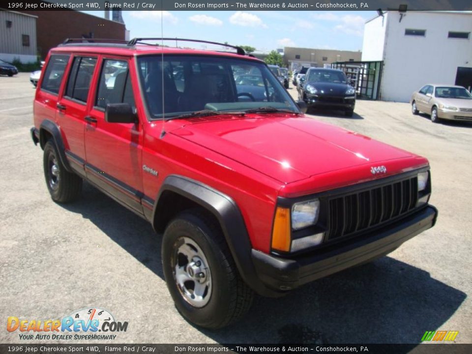 1996 Jeep Cherokee Sport 4WD Flame Red / Gray Photo #4