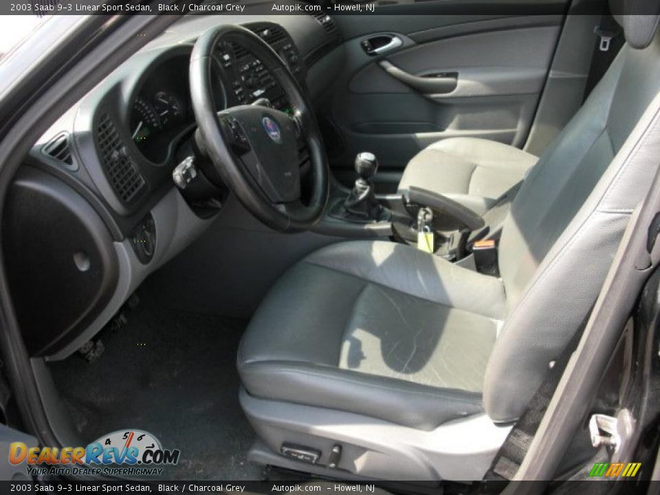 2003 Saab 9-3 Linear Sport Sedan Black / Charcoal Grey Photo #9