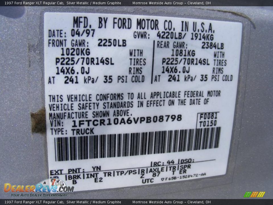 1997 Ford Ranger XLT Regular Cab Silver Metallic / Medium Graphite Photo #26