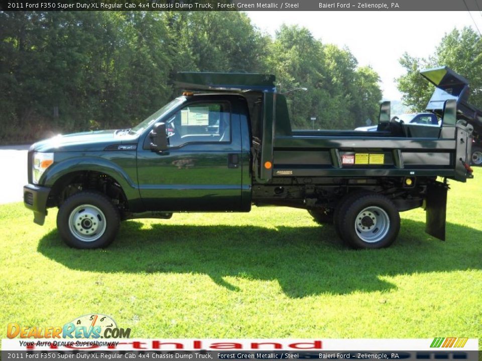 2011 Ford F350 Super Duty XL Regular Cab 4x4 Chassis Dump Truck Forest Green Metallic / Steel Photo #1