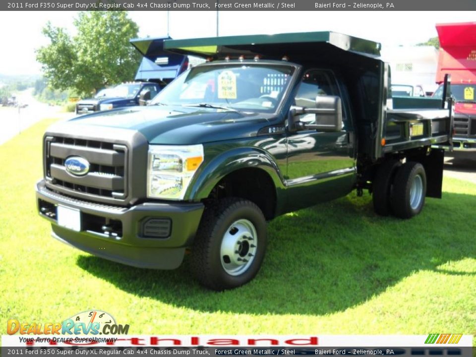 2011 Ford F350 Super Duty XL Regular Cab 4x4 Chassis Dump Truck Forest Green Metallic / Steel Photo #2