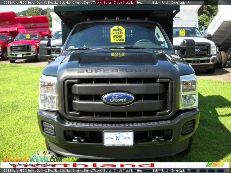 2011 Ford F350 Super Duty XL Regular Cab 4x4 Chassis Dump Truck Forest Green Metallic / Steel Photo #3