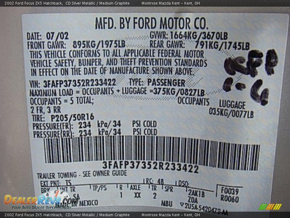 2002 Ford Focus ZX5 Hatchback CD Silver Metallic / Medium Graphite Photo #32