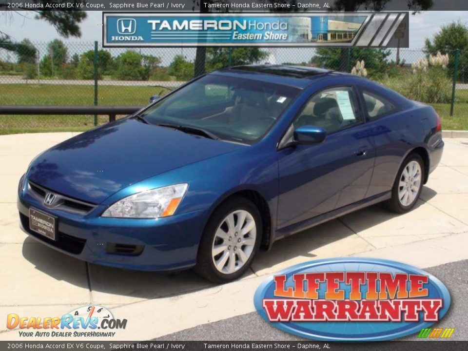 2006 Honda Accord EX V6 Coupe Sapphire Blue Pearl / Ivory Photo #1