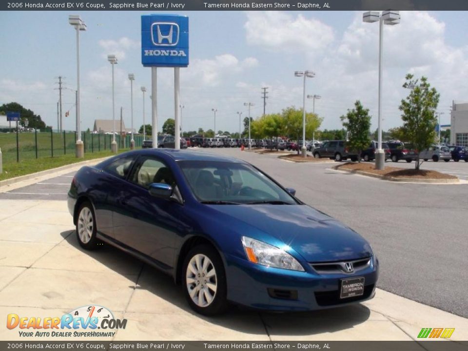 2006 Honda Accord EX V6 Coupe Sapphire Blue Pearl / Ivory Photo #2