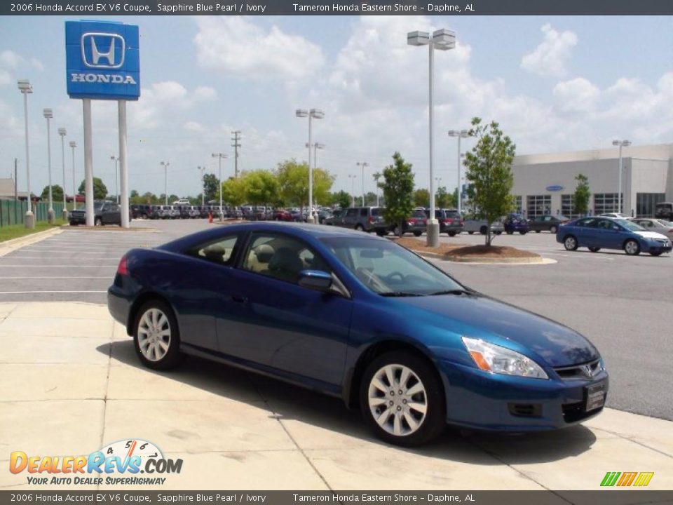 2006 Honda Accord EX V6 Coupe Sapphire Blue Pearl / Ivory Photo #3