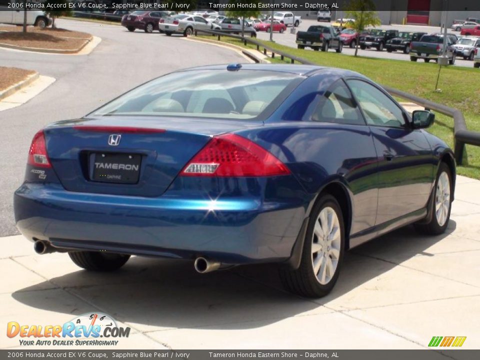 2006 Honda Accord EX V6 Coupe Sapphire Blue Pearl / Ivory Photo #7