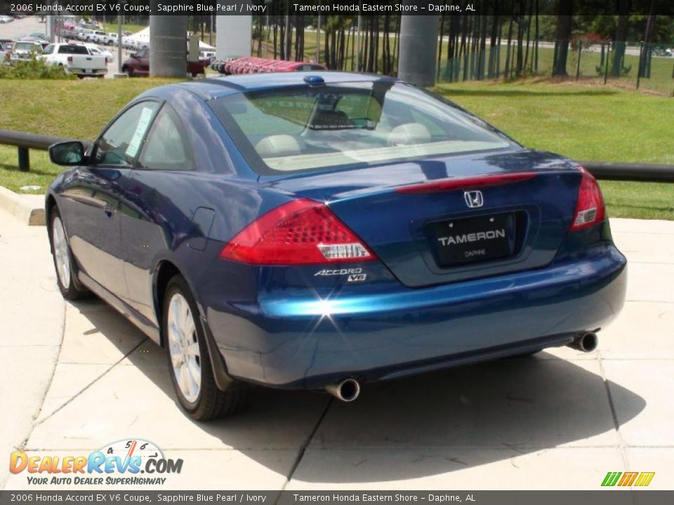 2006 Honda Accord EX V6 Coupe Sapphire Blue Pearl / Ivory Photo #8