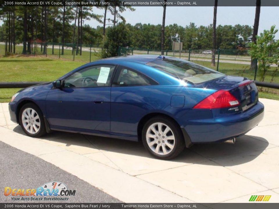 2006 Honda Accord EX V6 Coupe Sapphire Blue Pearl / Ivory Photo #9
