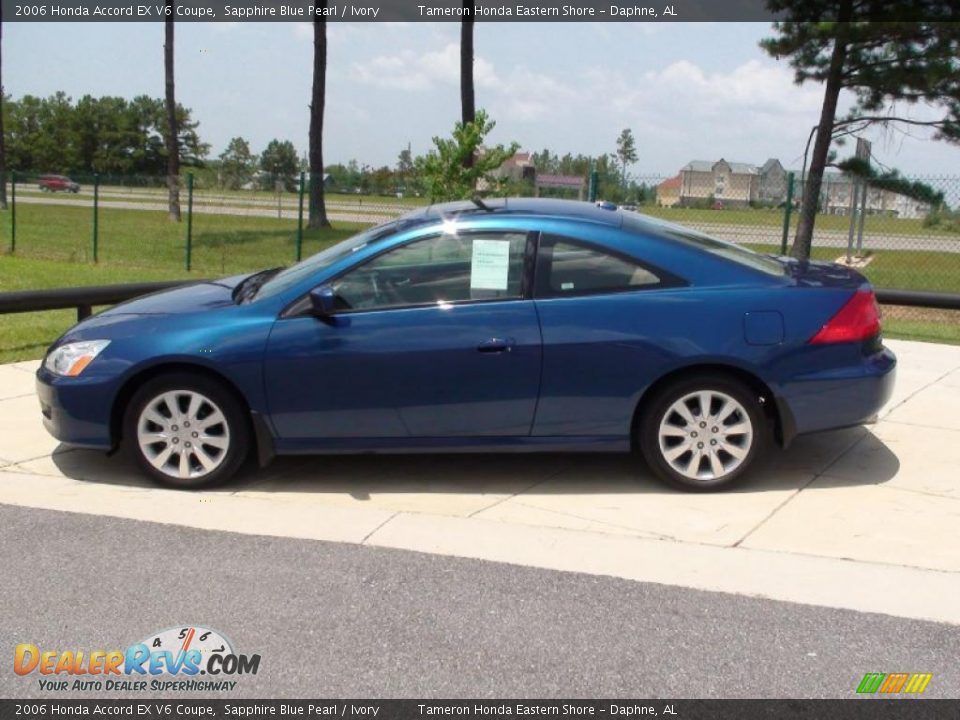 2006 Honda Accord EX V6 Coupe Sapphire Blue Pearl / Ivory Photo #10