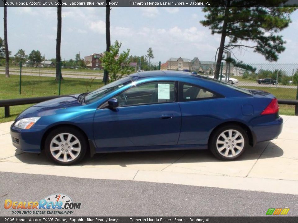 2006 Honda Accord EX V6 Coupe Sapphire Blue Pearl / Ivory Photo #11
