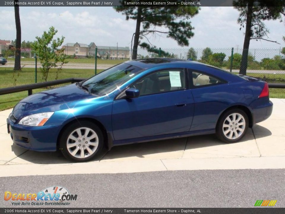 2006 Honda Accord EX V6 Coupe Sapphire Blue Pearl / Ivory Photo #12