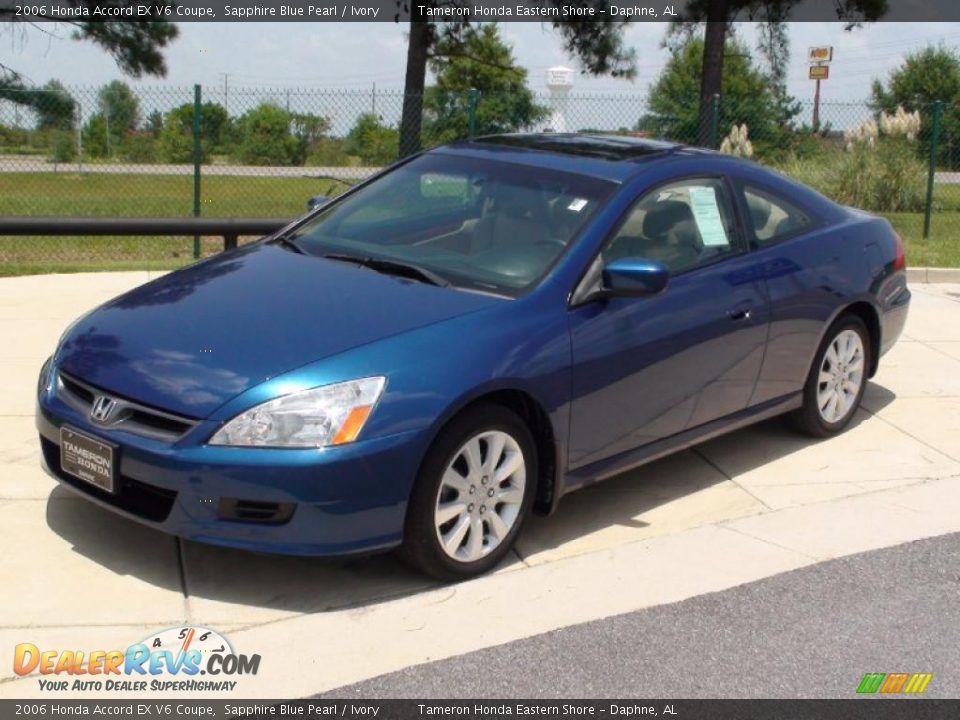 2006 Honda Accord EX V6 Coupe Sapphire Blue Pearl / Ivory Photo #13