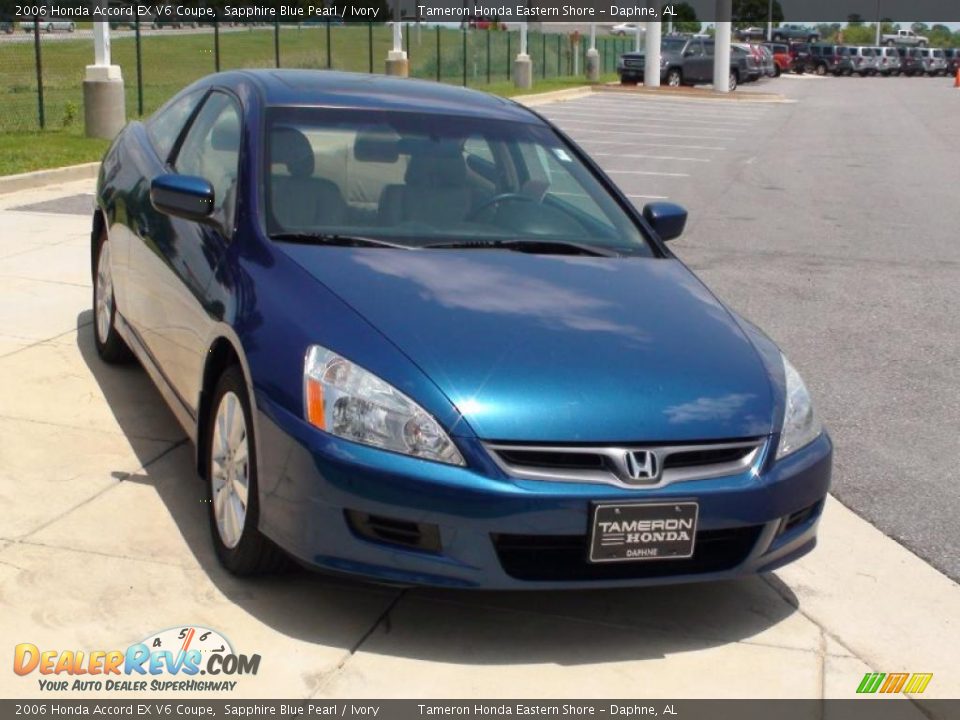2006 Honda Accord EX V6 Coupe Sapphire Blue Pearl / Ivory Photo #14
