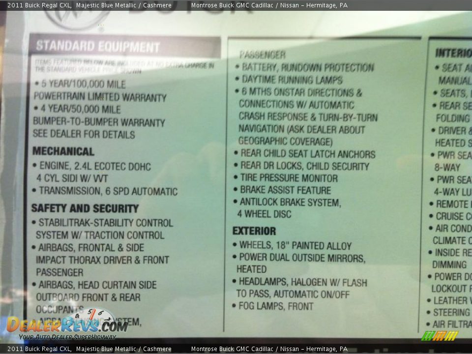 2011 Buick Regal CXL Majestic Blue Metallic / Cashmere Photo #6