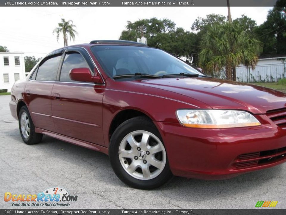 2001 Honda Accord EX Sedan Firepepper Red Pearl / Ivory Photo #3