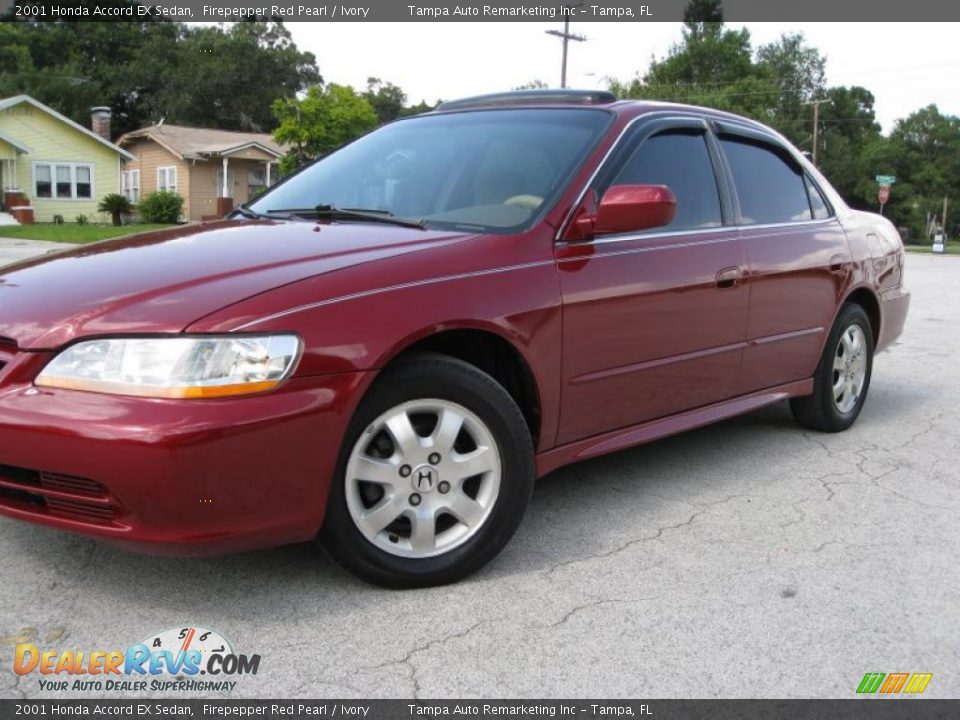 2001 Honda Accord EX Sedan Firepepper Red Pearl / Ivory Photo #4