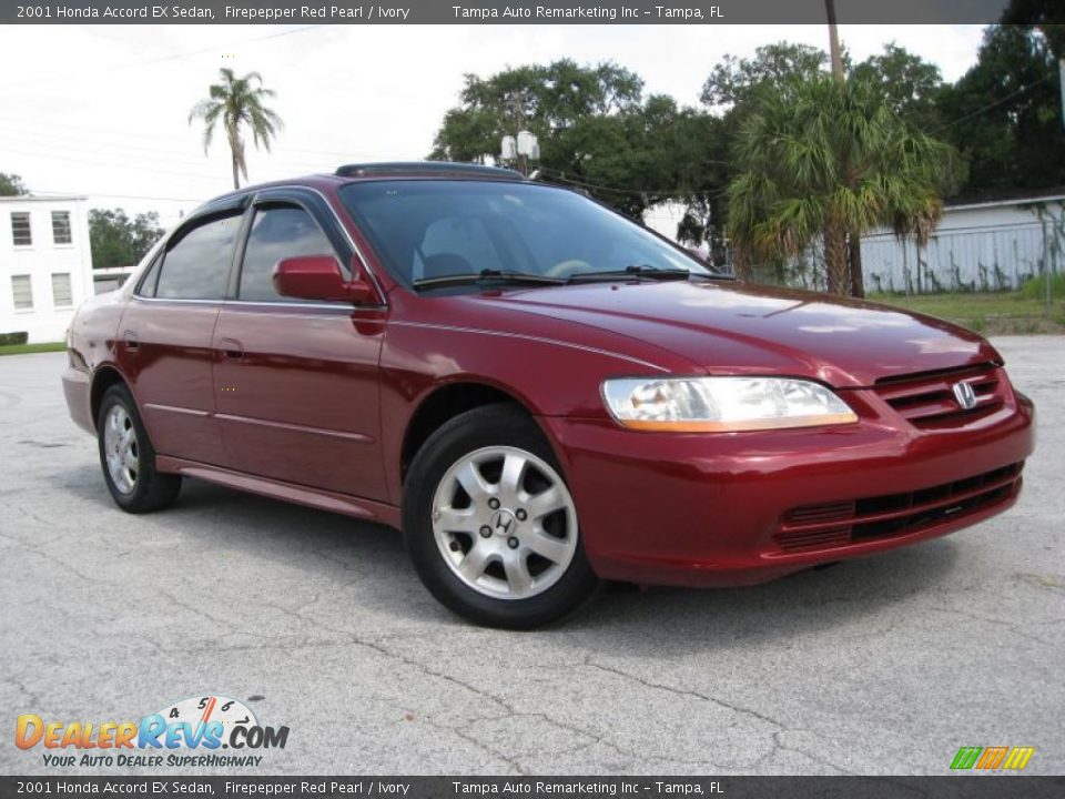 2001 Honda Accord EX Sedan Firepepper Red Pearl / Ivory Photo #5