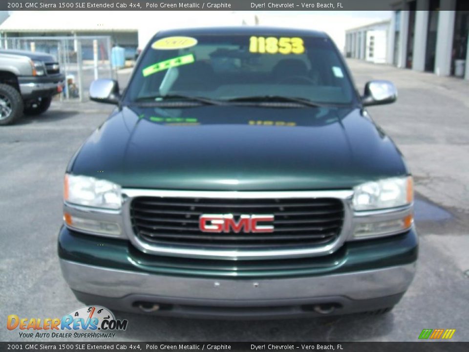 2001 GMC Sierra 1500 SLE Extended Cab 4x4 Polo Green Metallic / Graphite Photo #2
