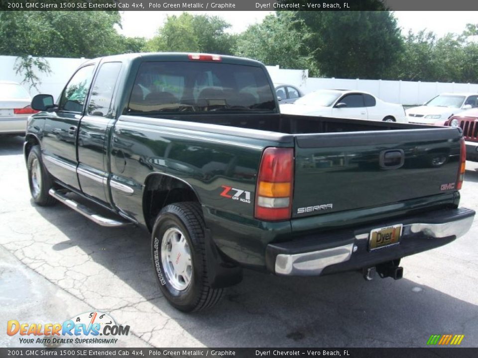 2001 GMC Sierra 1500 SLE Extended Cab 4x4 Polo Green Metallic / Graphite Photo #4