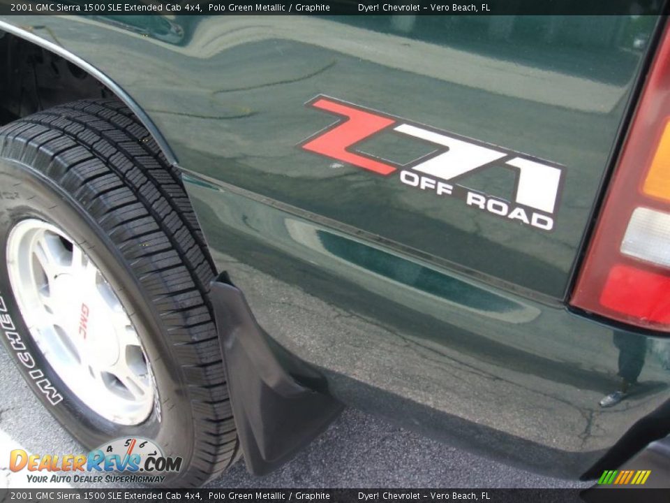 2001 GMC Sierra 1500 SLE Extended Cab 4x4 Polo Green Metallic / Graphite Photo #26