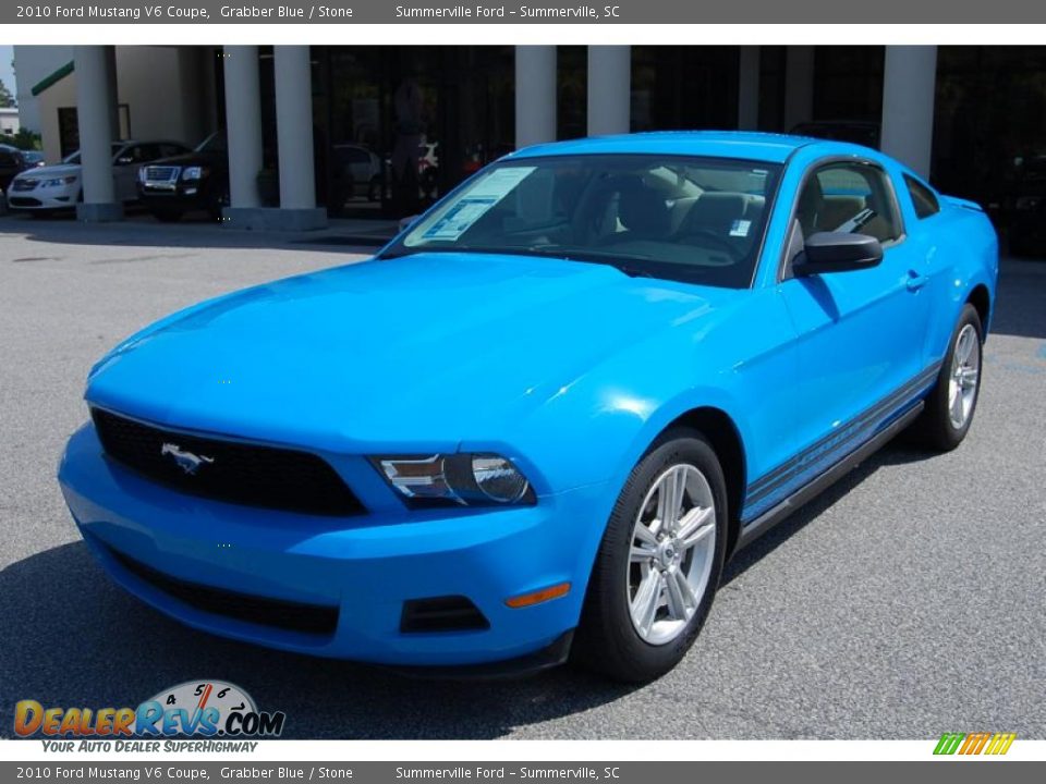 2010 Ford Mustang V6 Coupe Grabber Blue / Stone Photo #11
