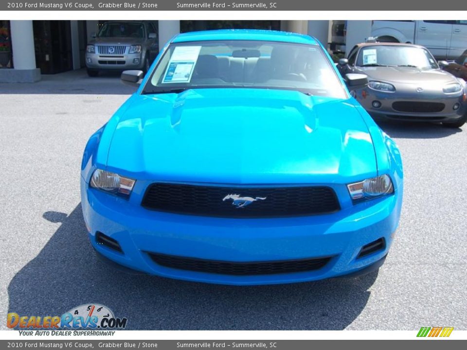 2010 Ford Mustang V6 Coupe Grabber Blue / Stone Photo #12