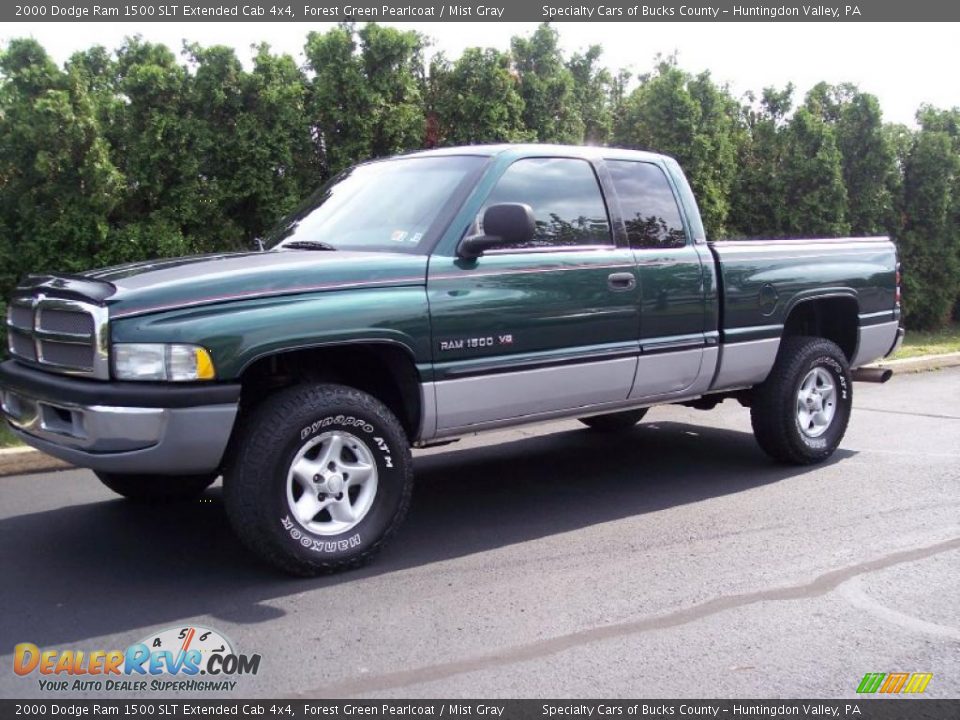 2000 Dodge Ram 1500 SLT Extended Cab 4x4 Forest Green Pearlcoat / Mist Gray Photo #1