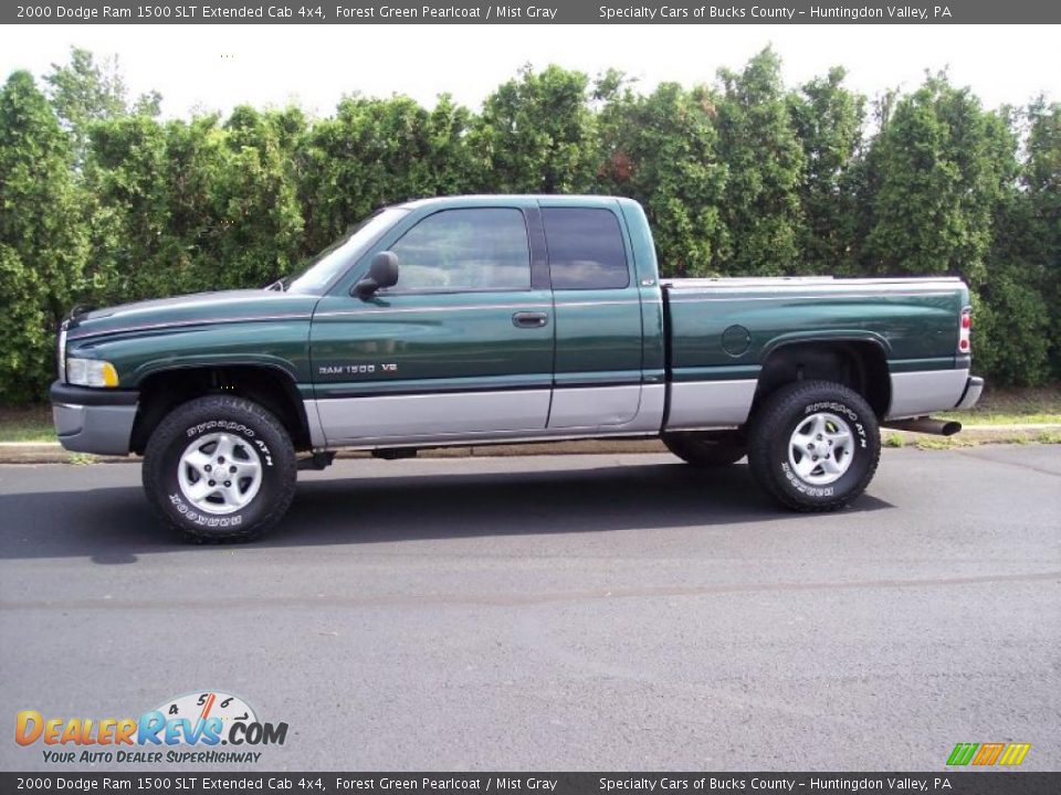 2000 Dodge Ram 1500 SLT Extended Cab 4x4 Forest Green Pearlcoat / Mist Gray Photo #3
